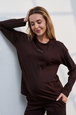 Лонгслів для вагітних та годуючих Erica Шоколад Yula Mama